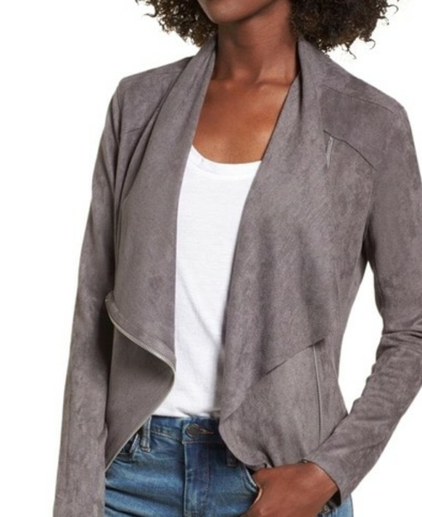NWT Blank NYC Gray Faux Suede Drape Front Moto XS‎ - Picture 9 of 10
